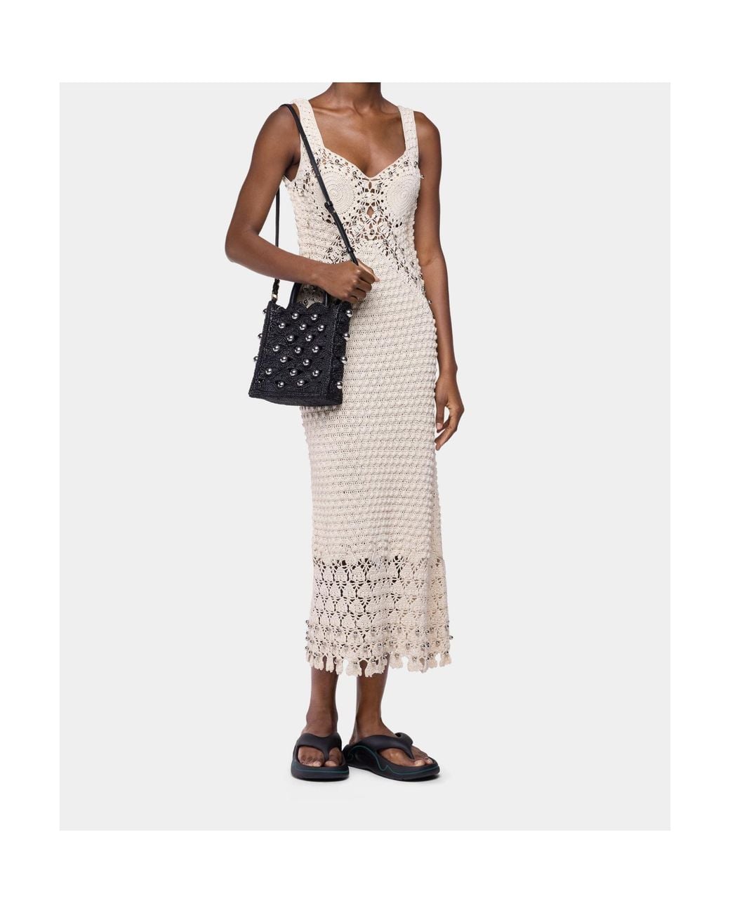 Rabanne White Pearl-Embellished Tote Bag