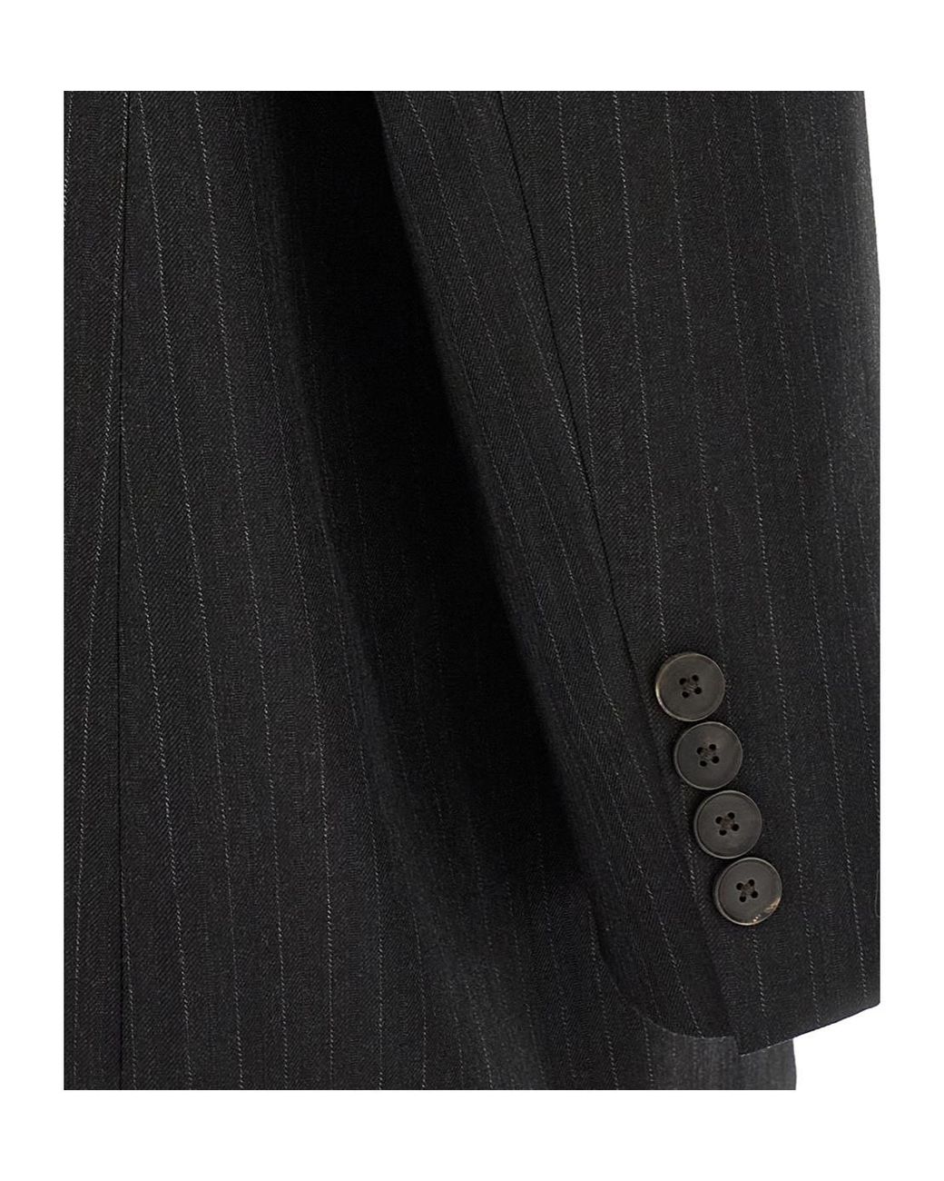 Auralee Black Wool Double-Breasted Suit Jacket