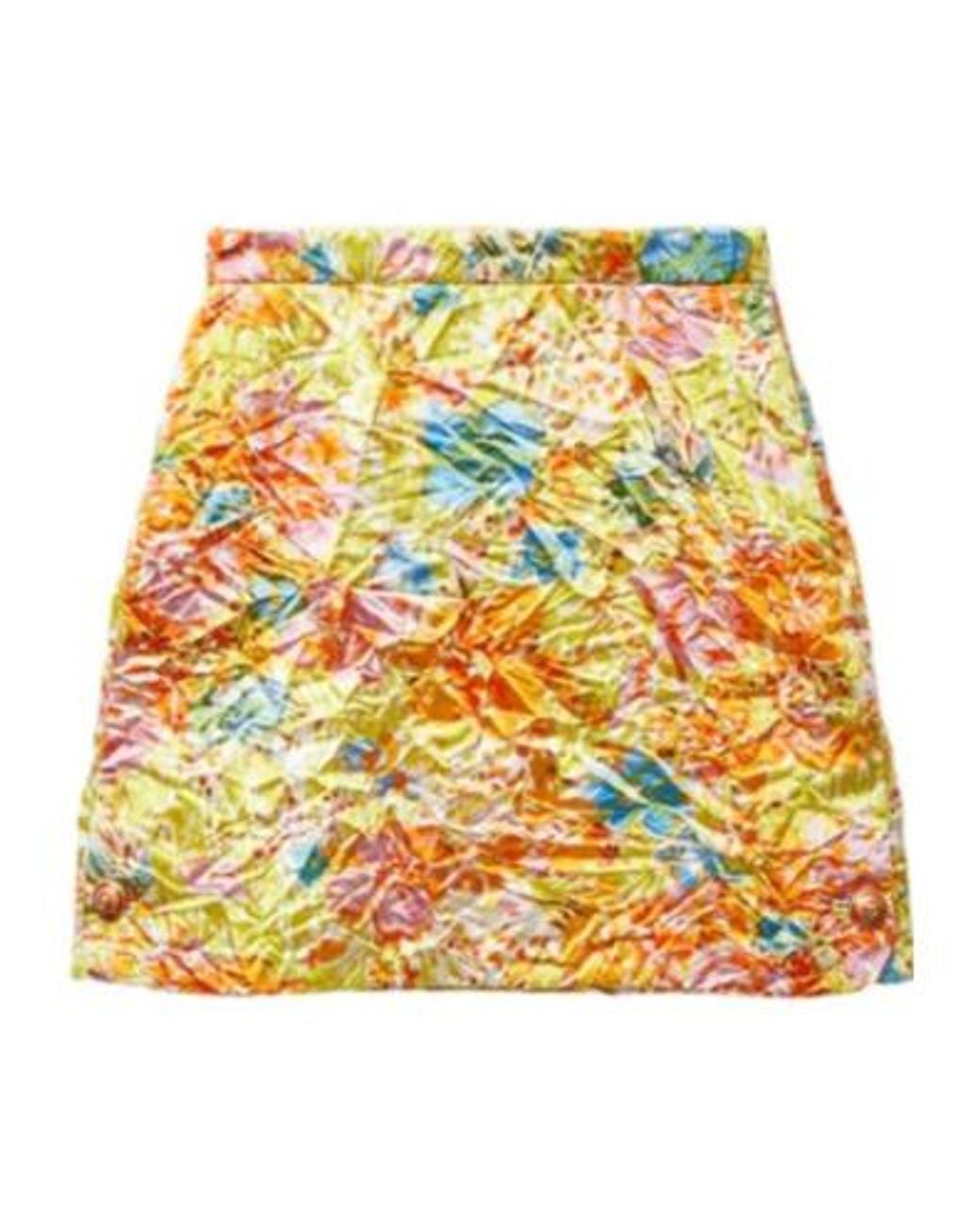 Versace Yellow Crinkled Floral Mini Skirt