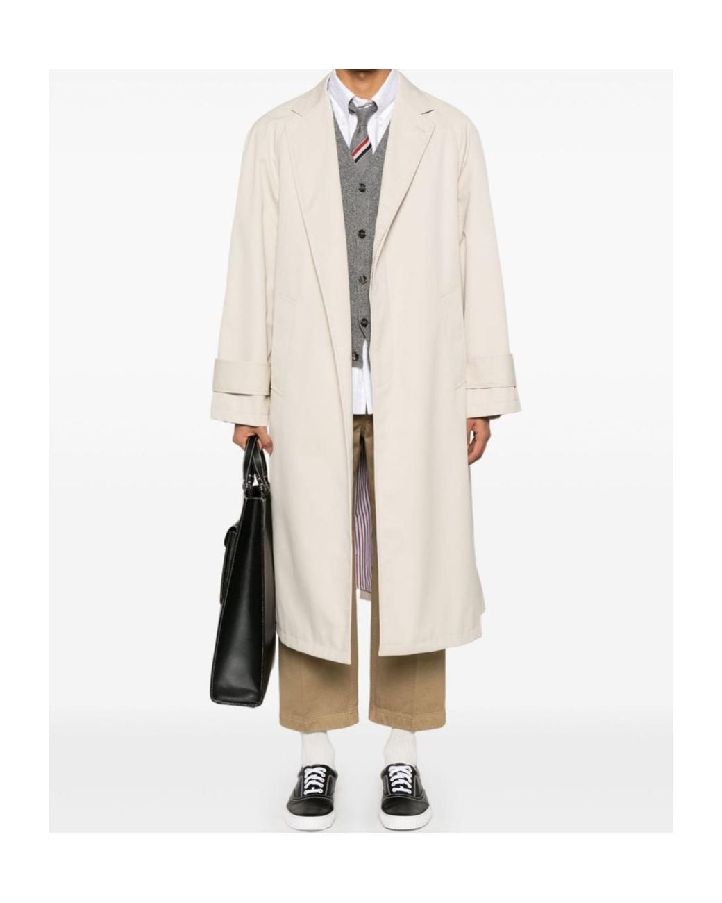 Thom Browne White Waterproof Trench Coat for men