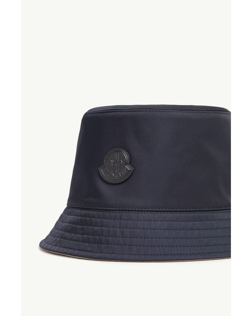 Moncler Blue Leather Logo Gabardine Bucket Hat