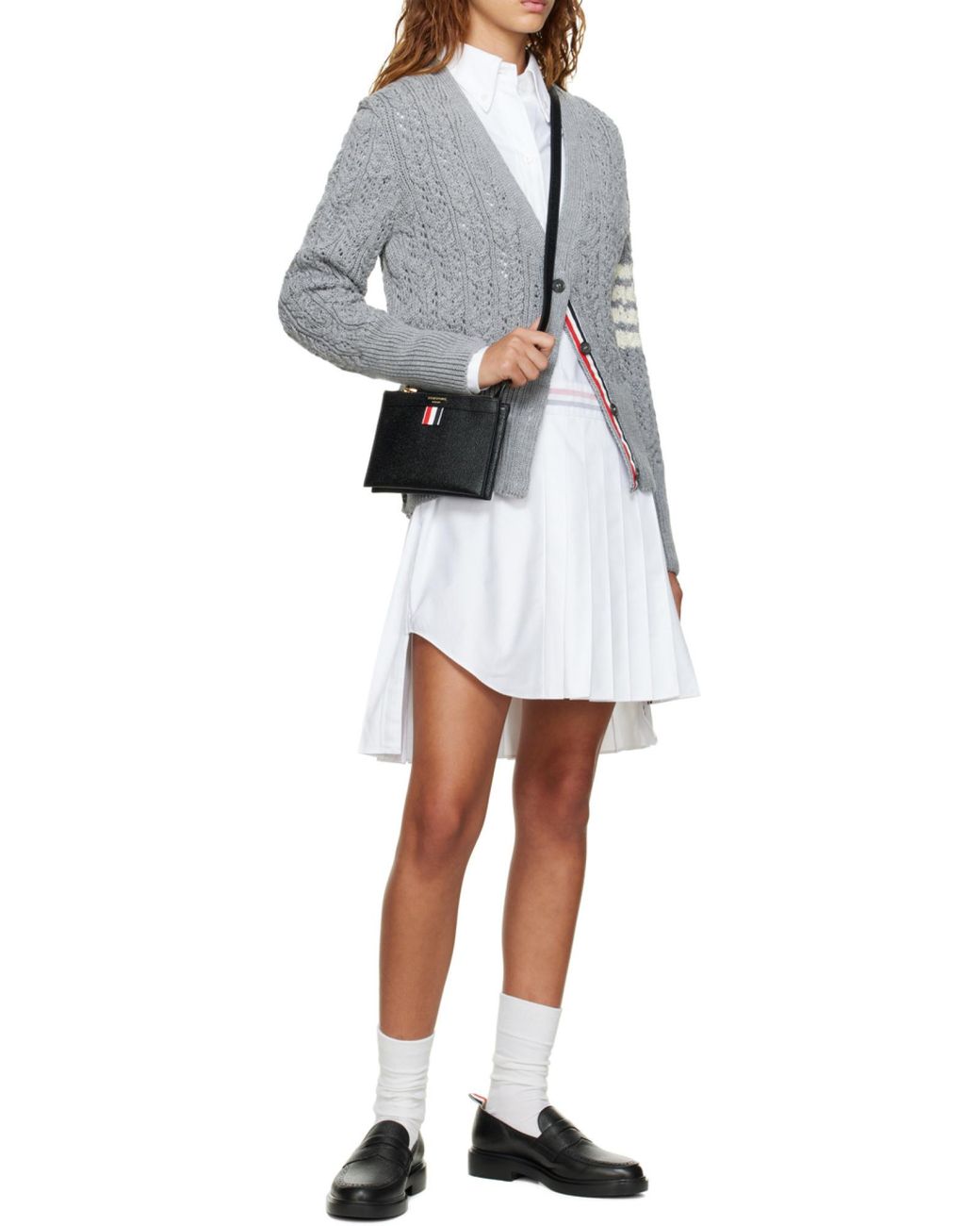 Thom Browne Black Rwb Tab Zipped Crossbody Bag