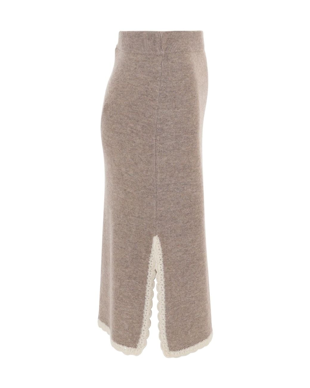 THE GARMENT Gray Lace-Trim Knitted Skirt