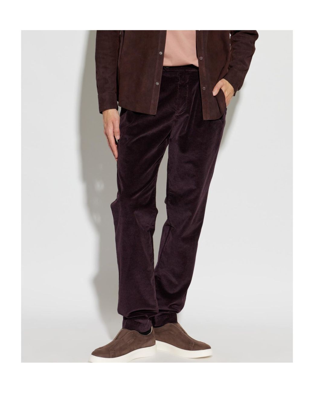 Eleventy Purple Pleated Corduroy Pants for men