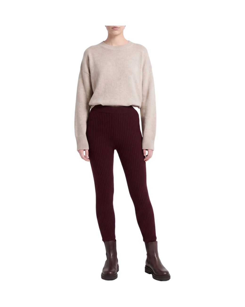 Max Mara Purple Solid-Colored Knit Leggings