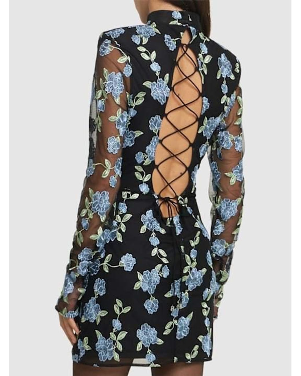 ROTATE BIRGER CHRISTENSEN Black Embroidered Mesh Mini Dress