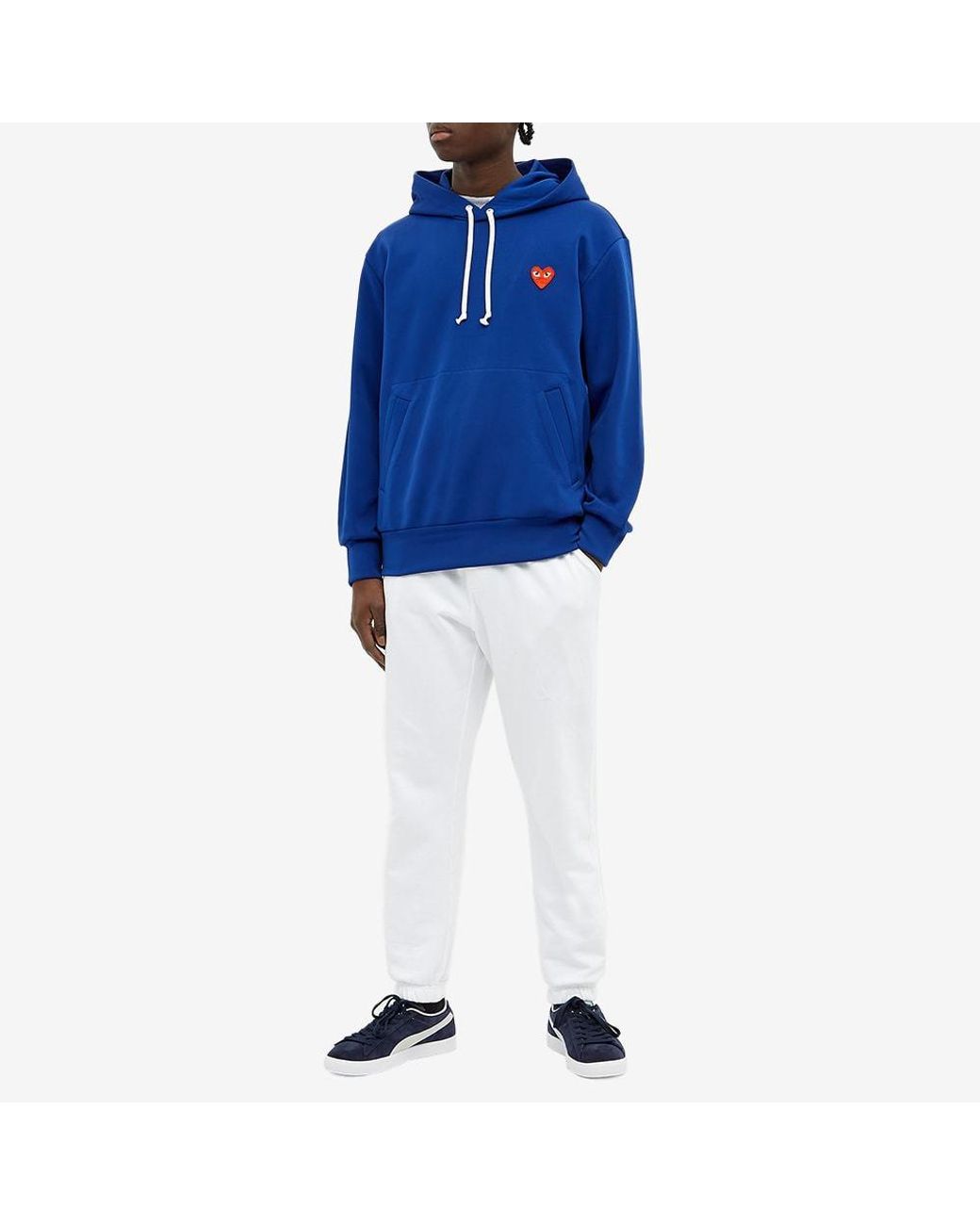 COMME DES GARÇONS PLAY Blue Logo Hooded Sweater for men