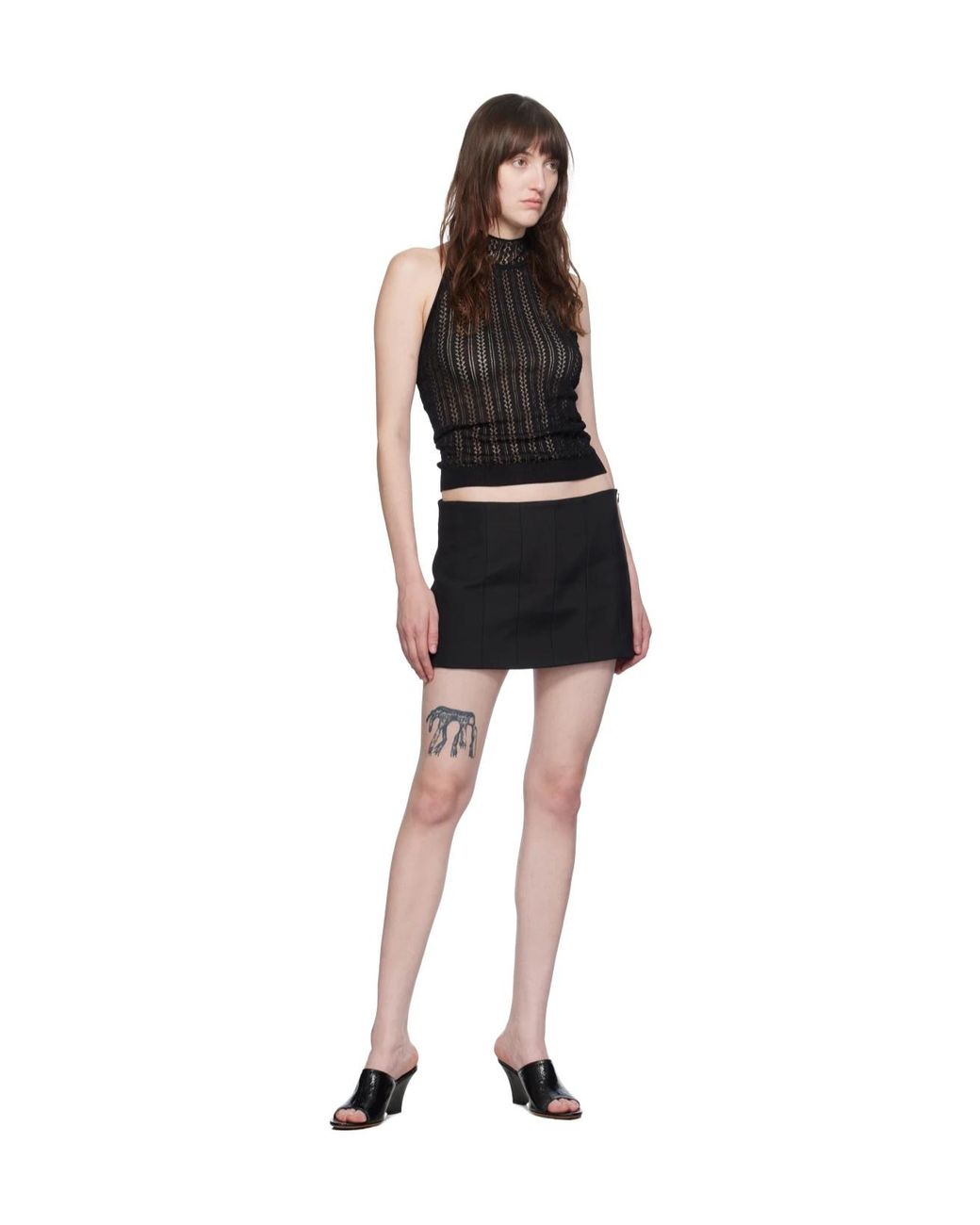 Khaite Black Stand Collar Sheer Top