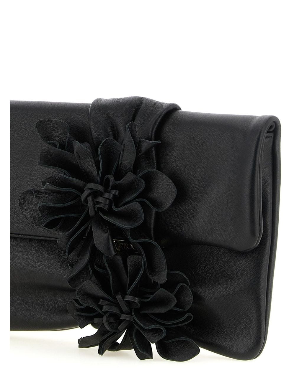 Jimmy Choo Black Zandra Floral Clutch Bag