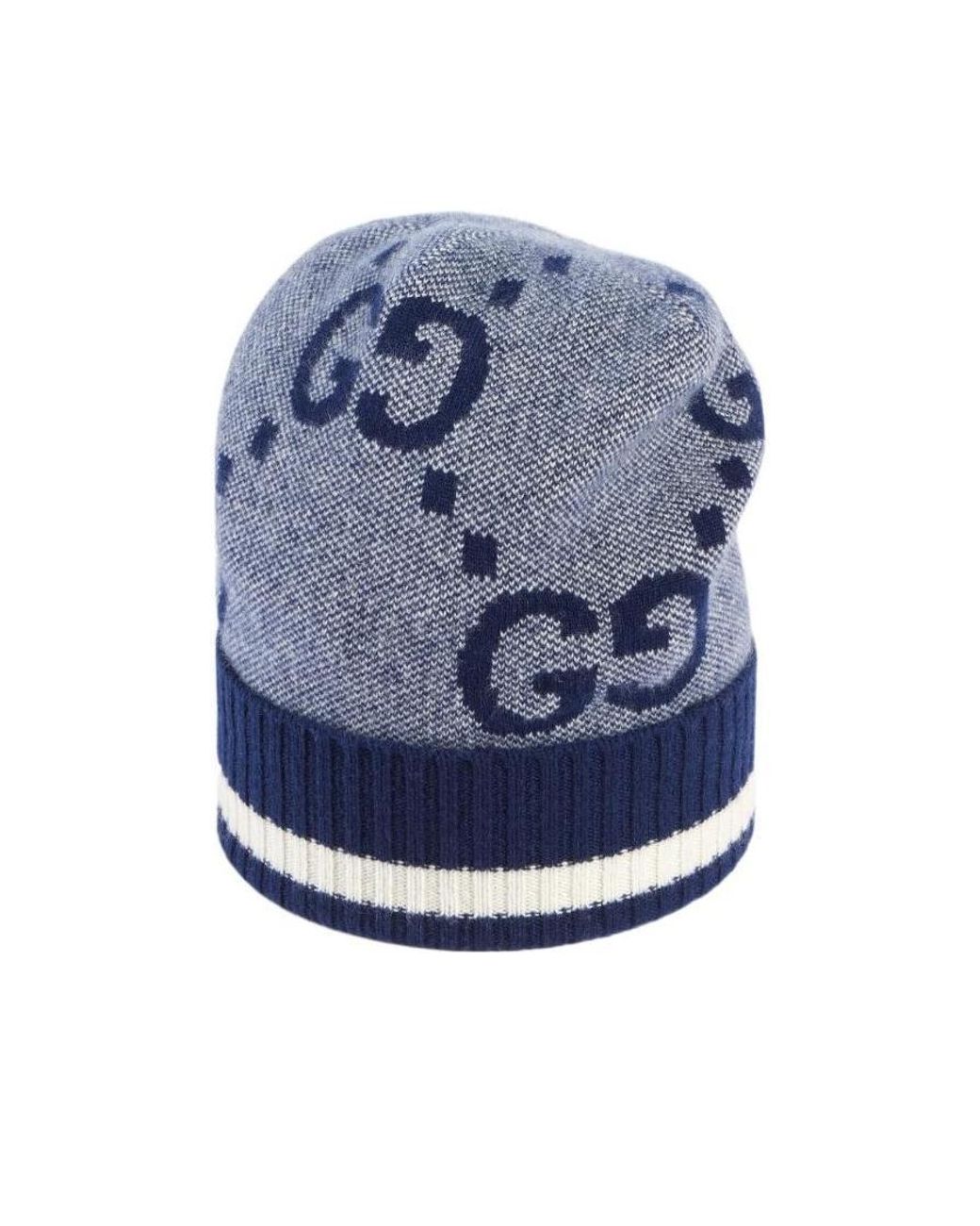 Gucci Blue Monogram Knitted Beanie for men