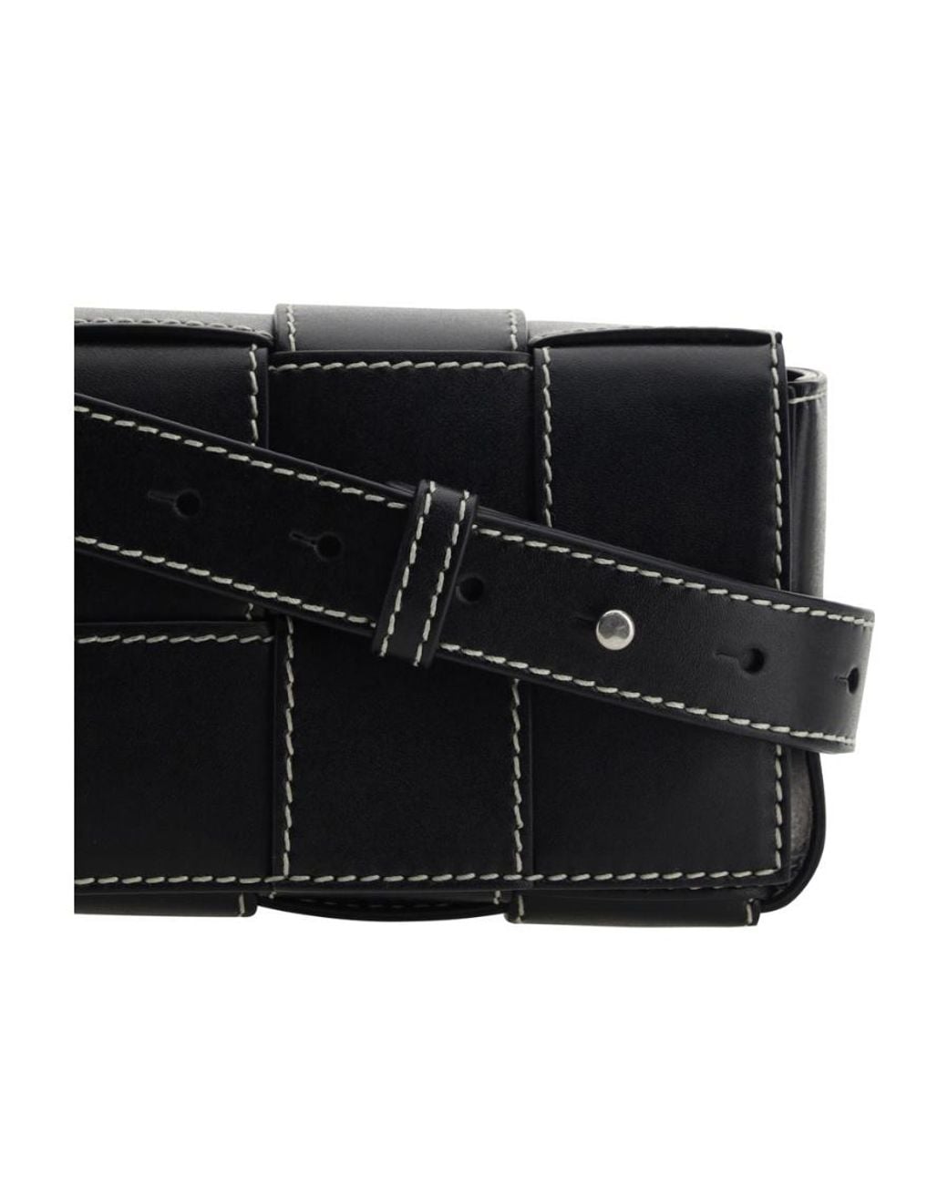Bottega Veneta Black Mini Cassette Flap Belt Bag for men