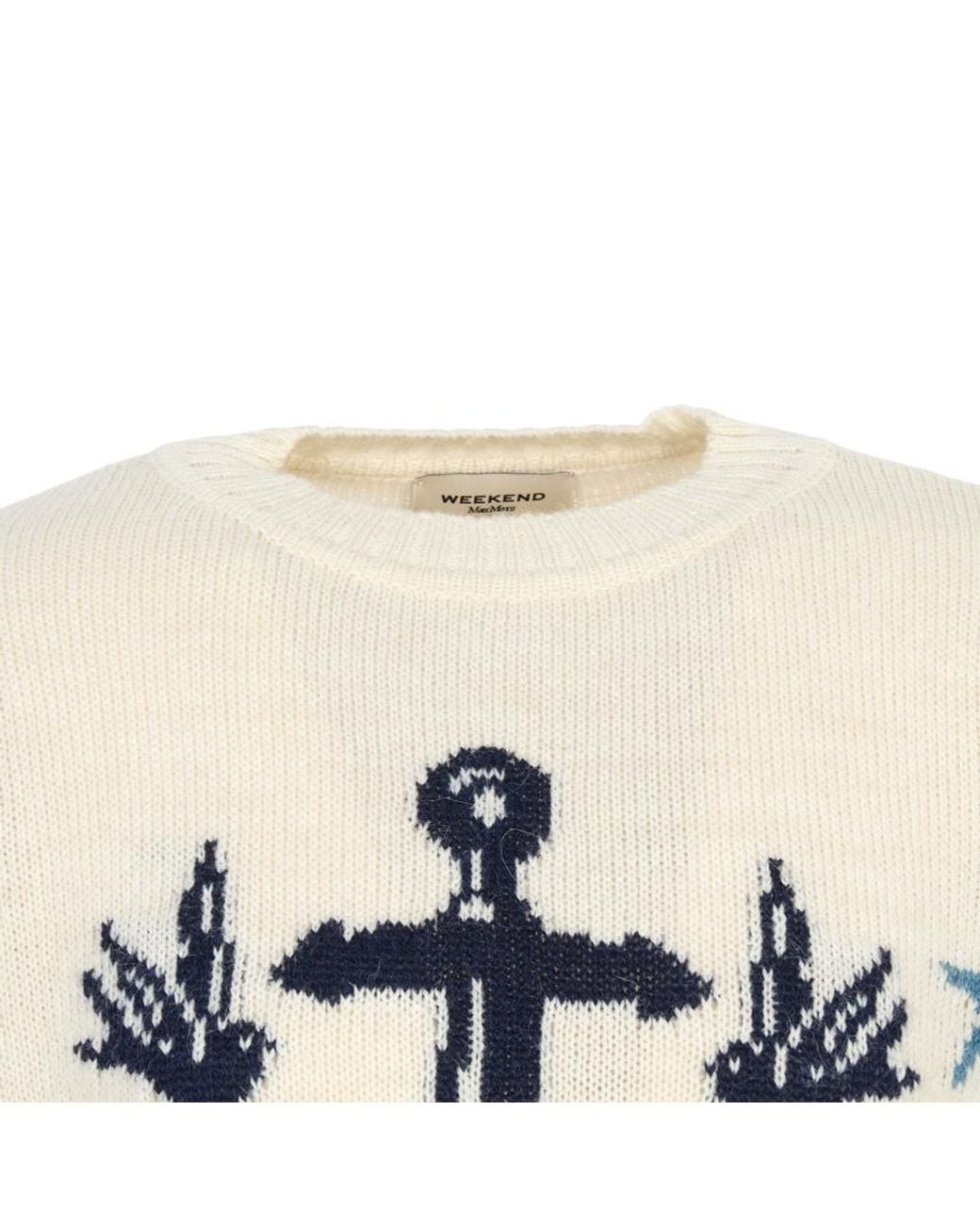 Weekend by Maxmara White Wkdnitra Motif Intarsia Knitted Jumper