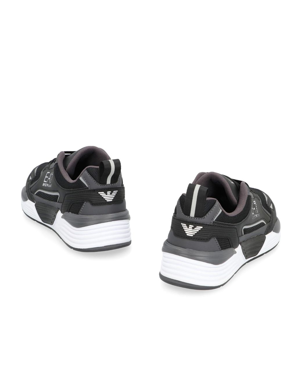 EA7 Black Logo Stamp Lace-Up Sneakers for men