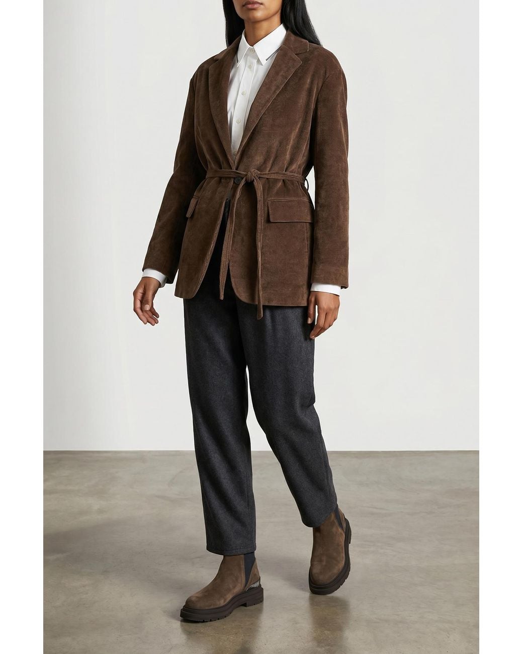 Brunello Cucinelli White Monile-Trim Cropped Shirt