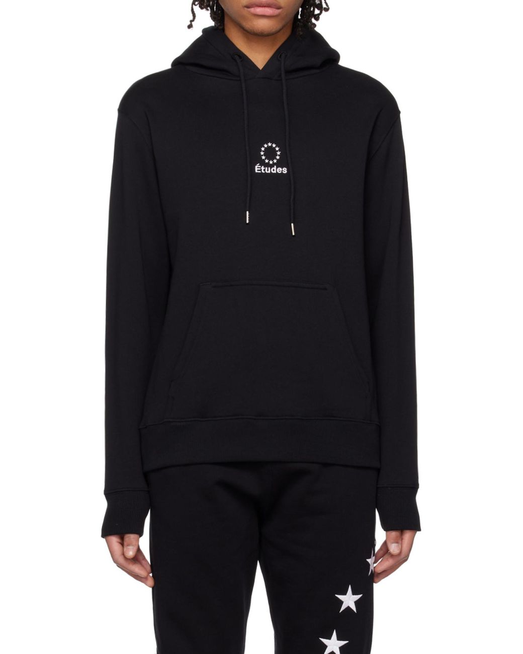 Etudes Studio Black Logo Embroidered Drawstring Hoodie for men
