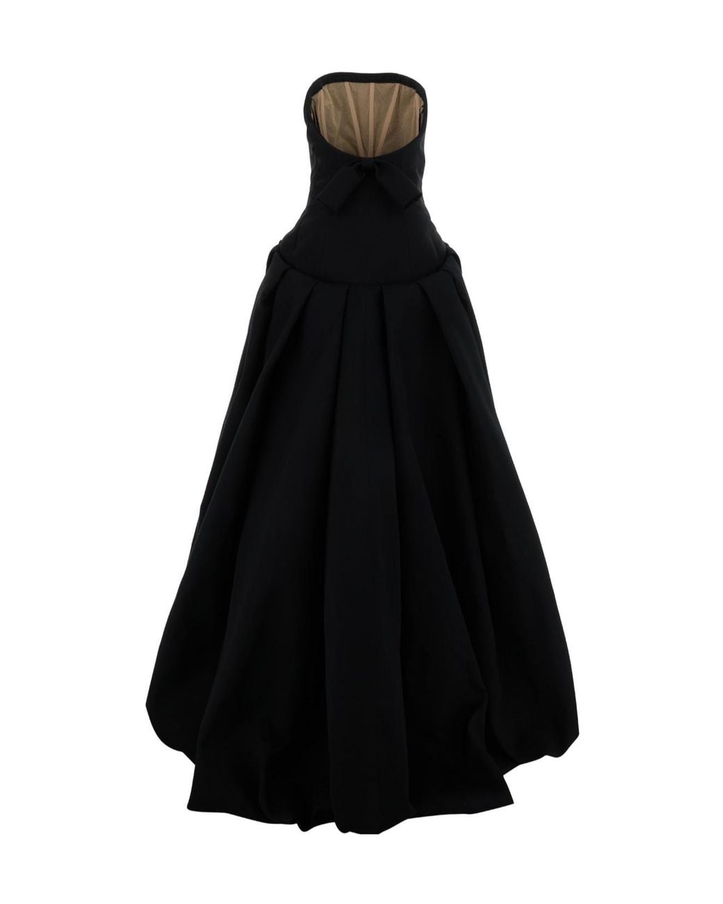 Balenciaga Black Strapless Pleated Maxi Dress