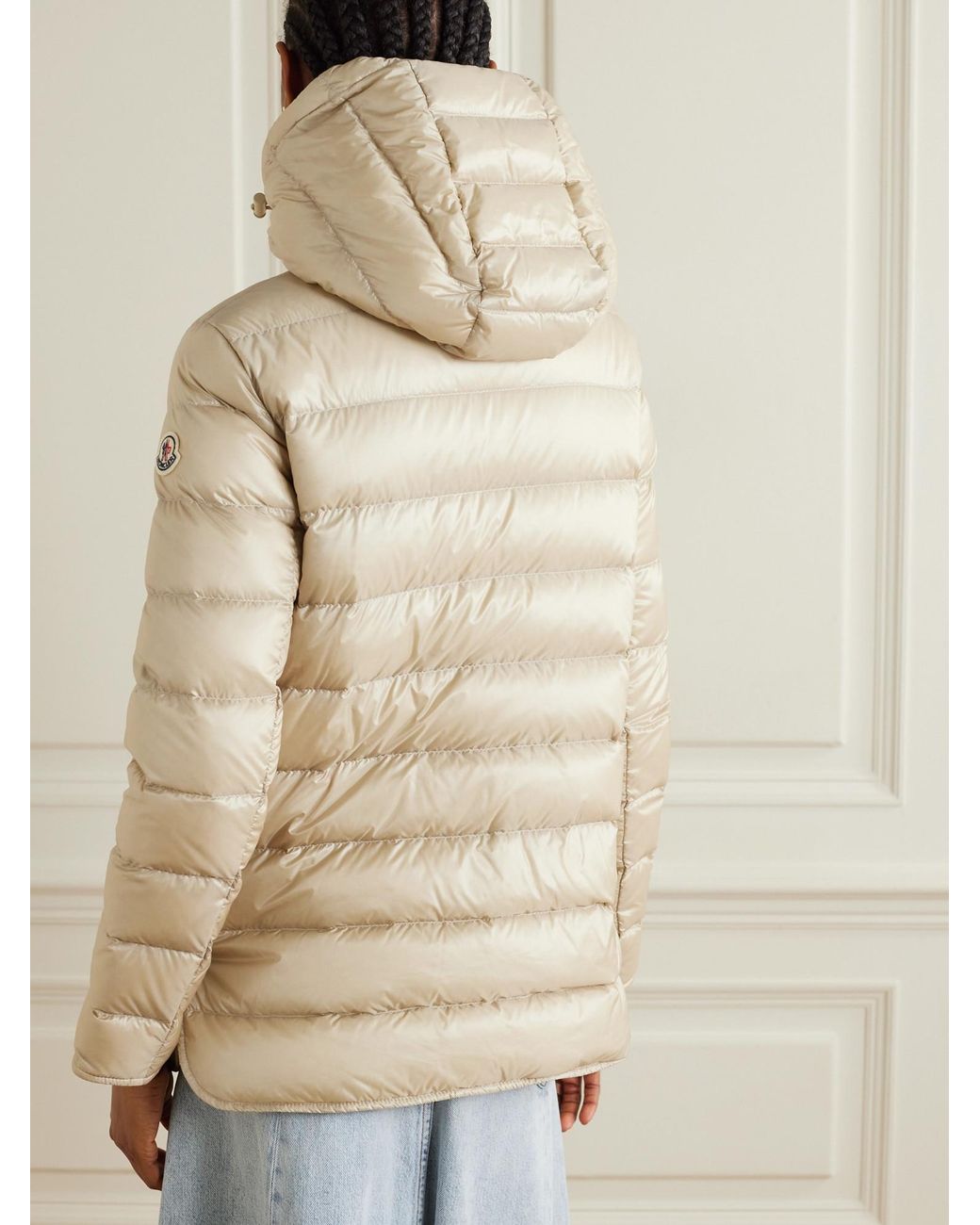 Moncler Natural Argenno Long-Sleeve Down Jacket