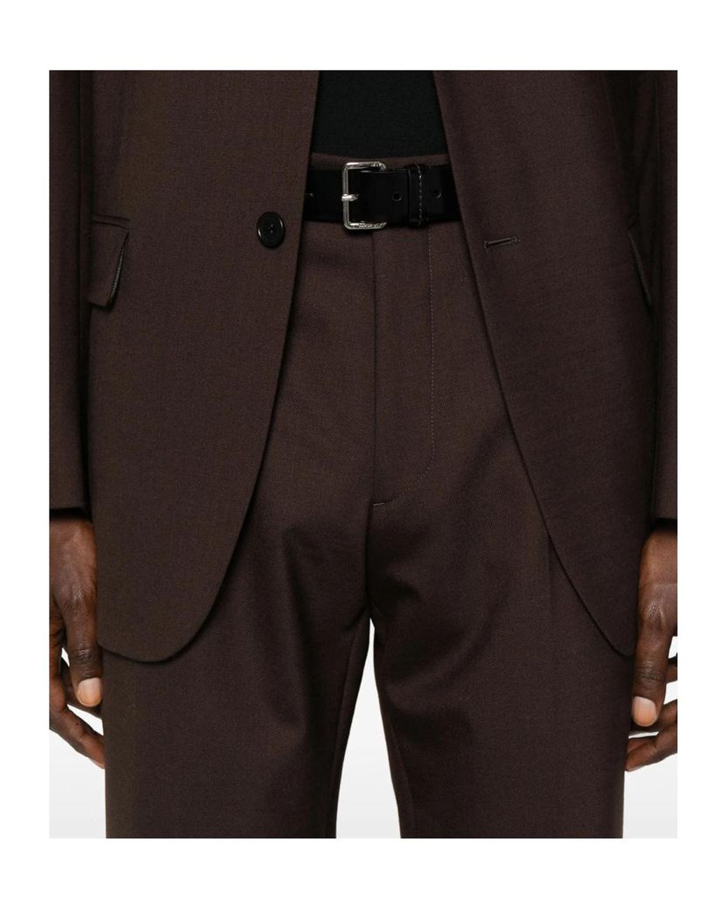 sunflower Black Casual Trousers With Belt Loops for men