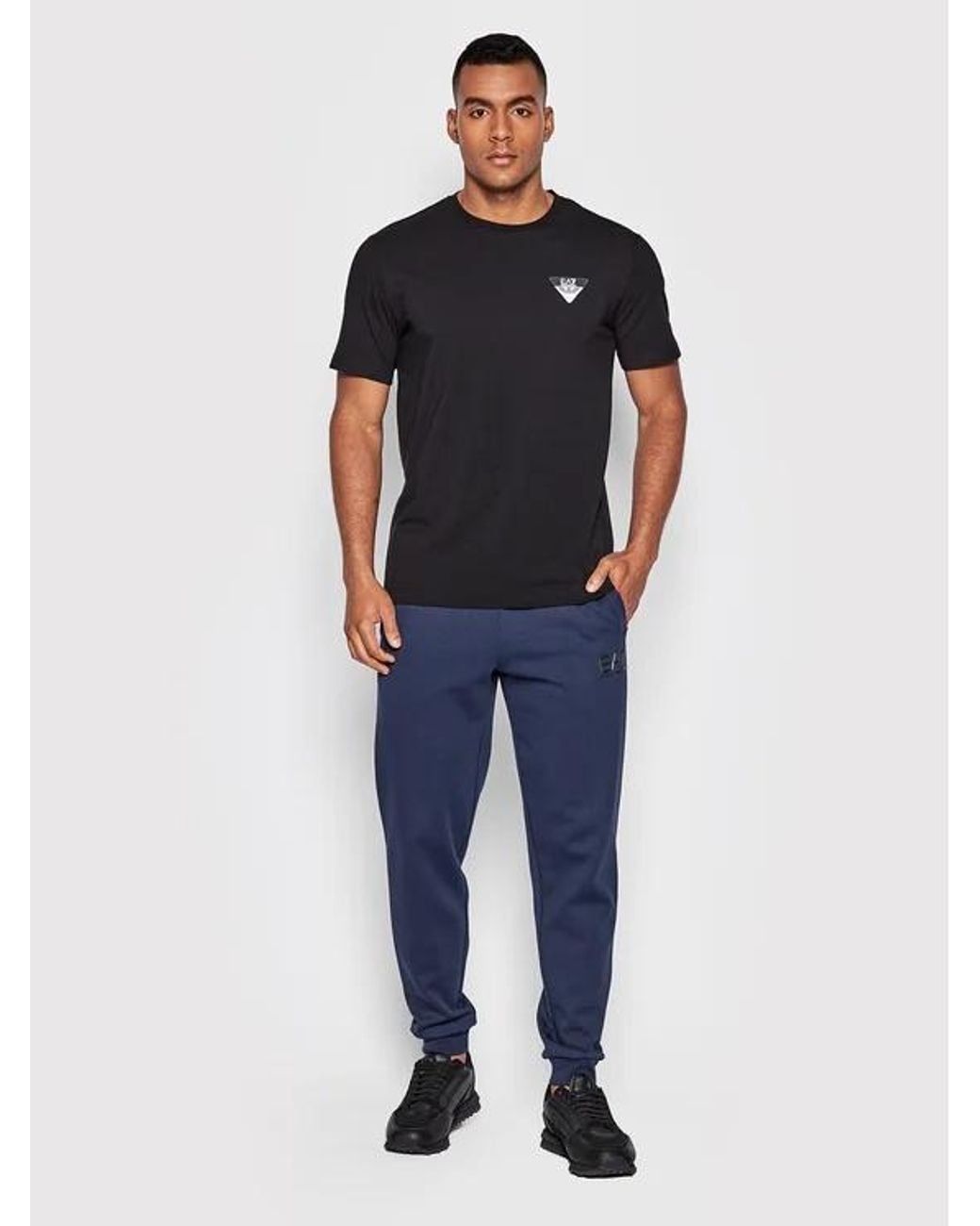 EA7 Black T-Shirt With Round Neck And Short Sleeves for men