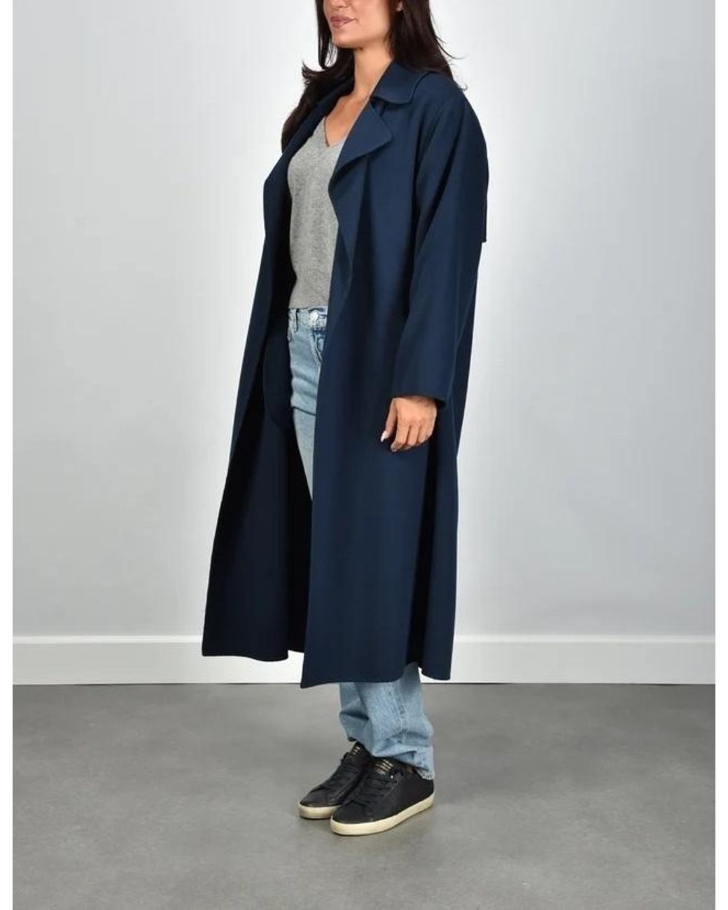 Weekend by Maxmara Blue Operoso Belted Long Coat