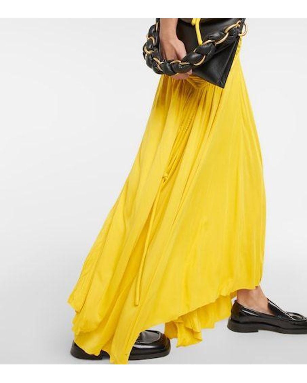 Proenza Schouler Yellow Ruched Jersey Maxi Dress