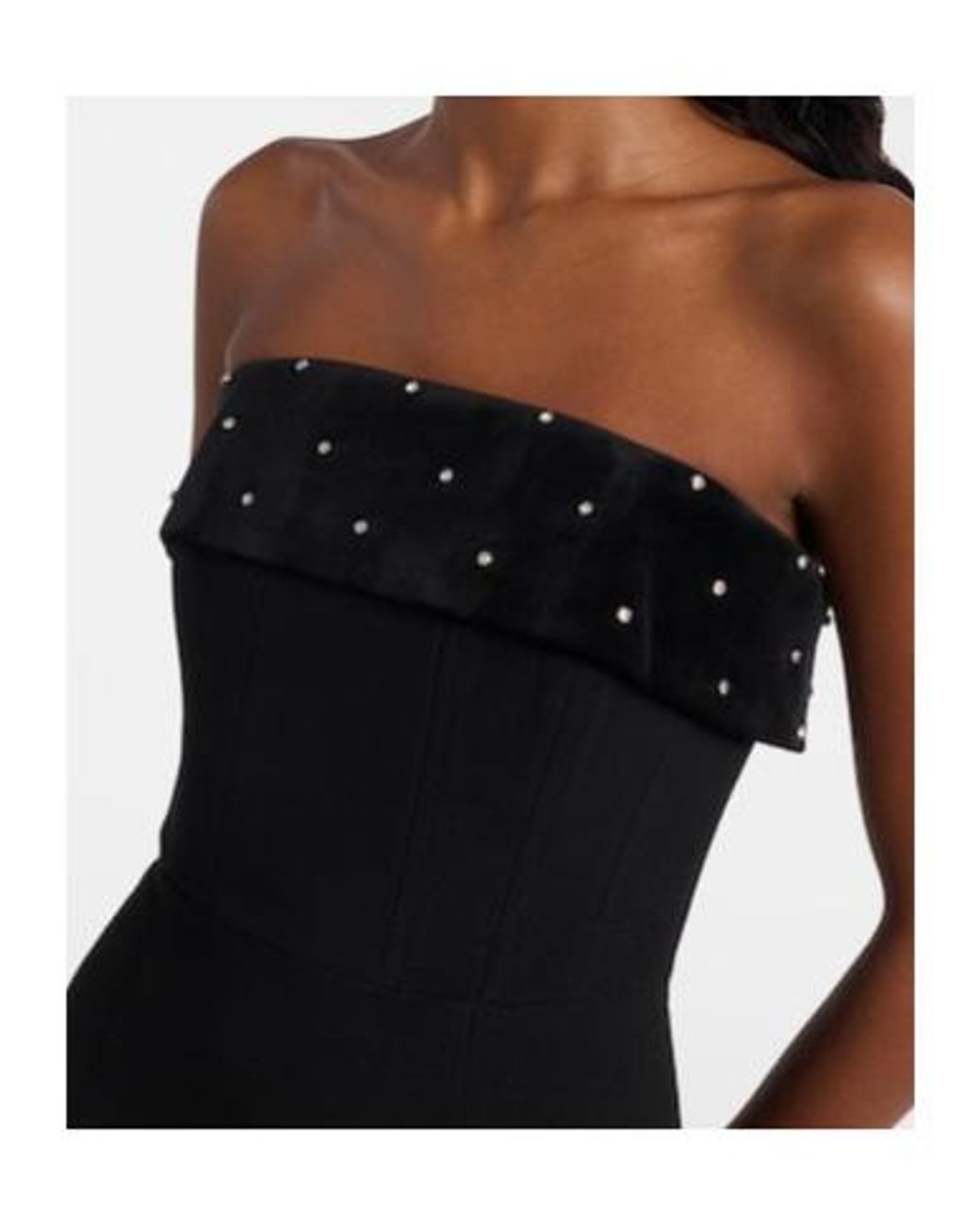 Rebecca Vallance Black Embellished Strapless Minidress