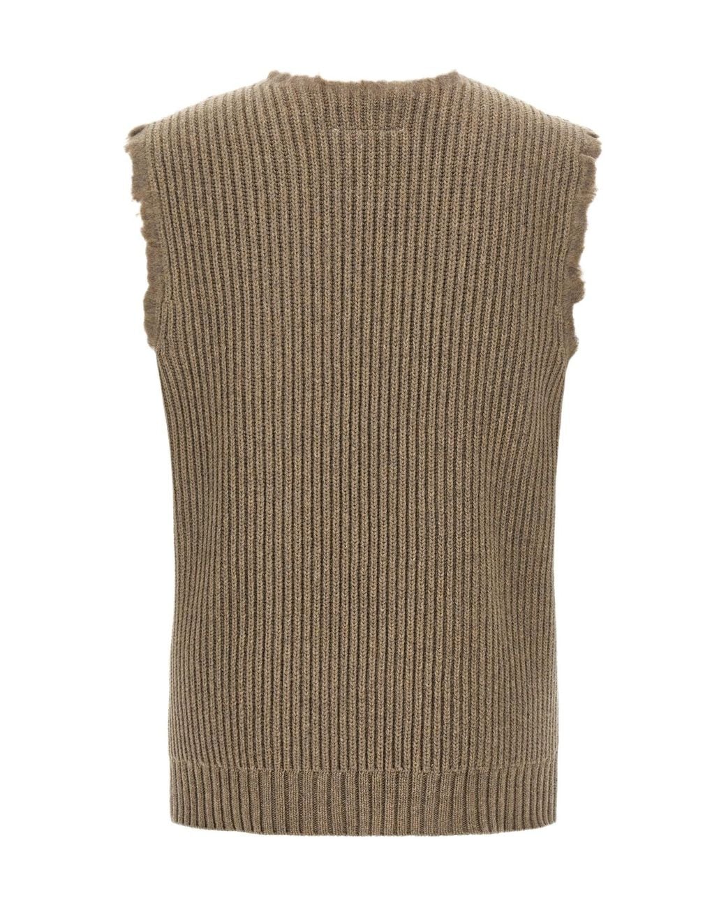 MM6 by Maison Margiela Brown Numeric Signature Knitted Vest for men