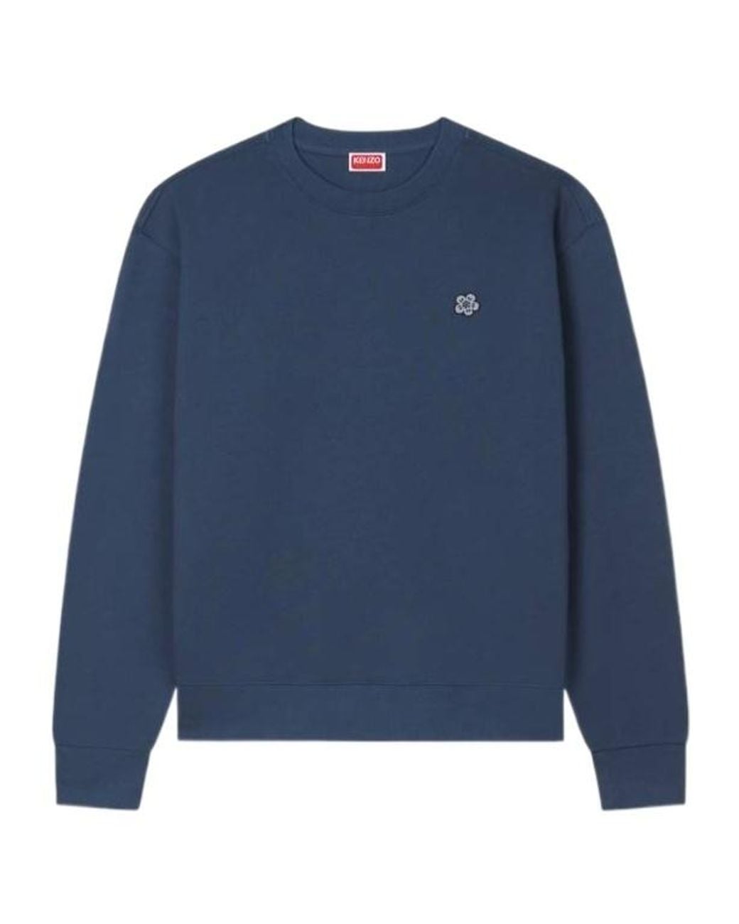KENZO Blue Boke Flower Logo Patch Crewneck Sweatshirt for men