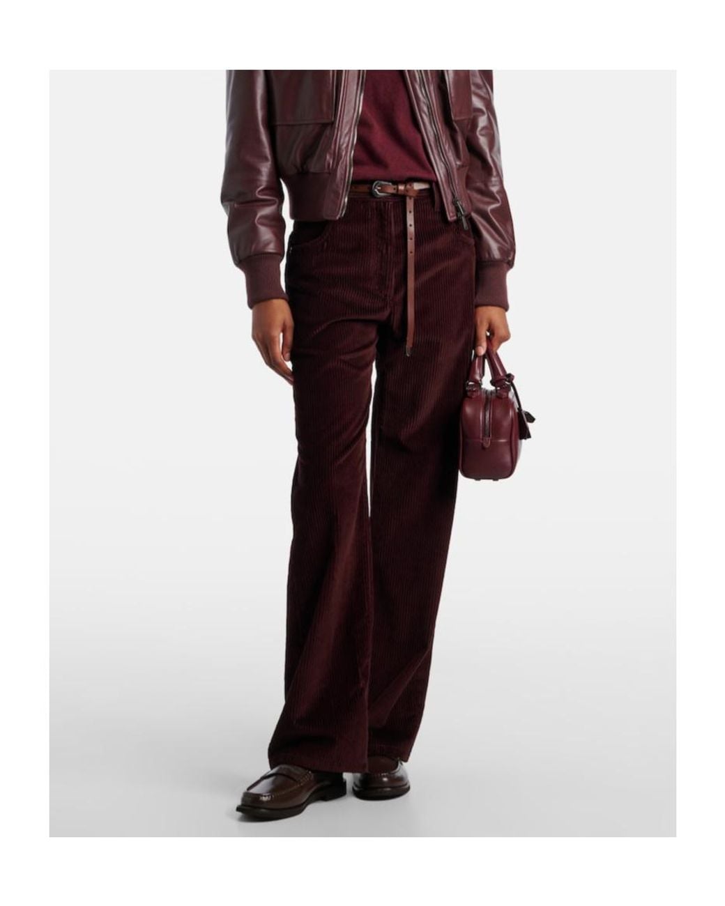 Brunello Cucinelli Purple Monili Corduroy Straight Pants