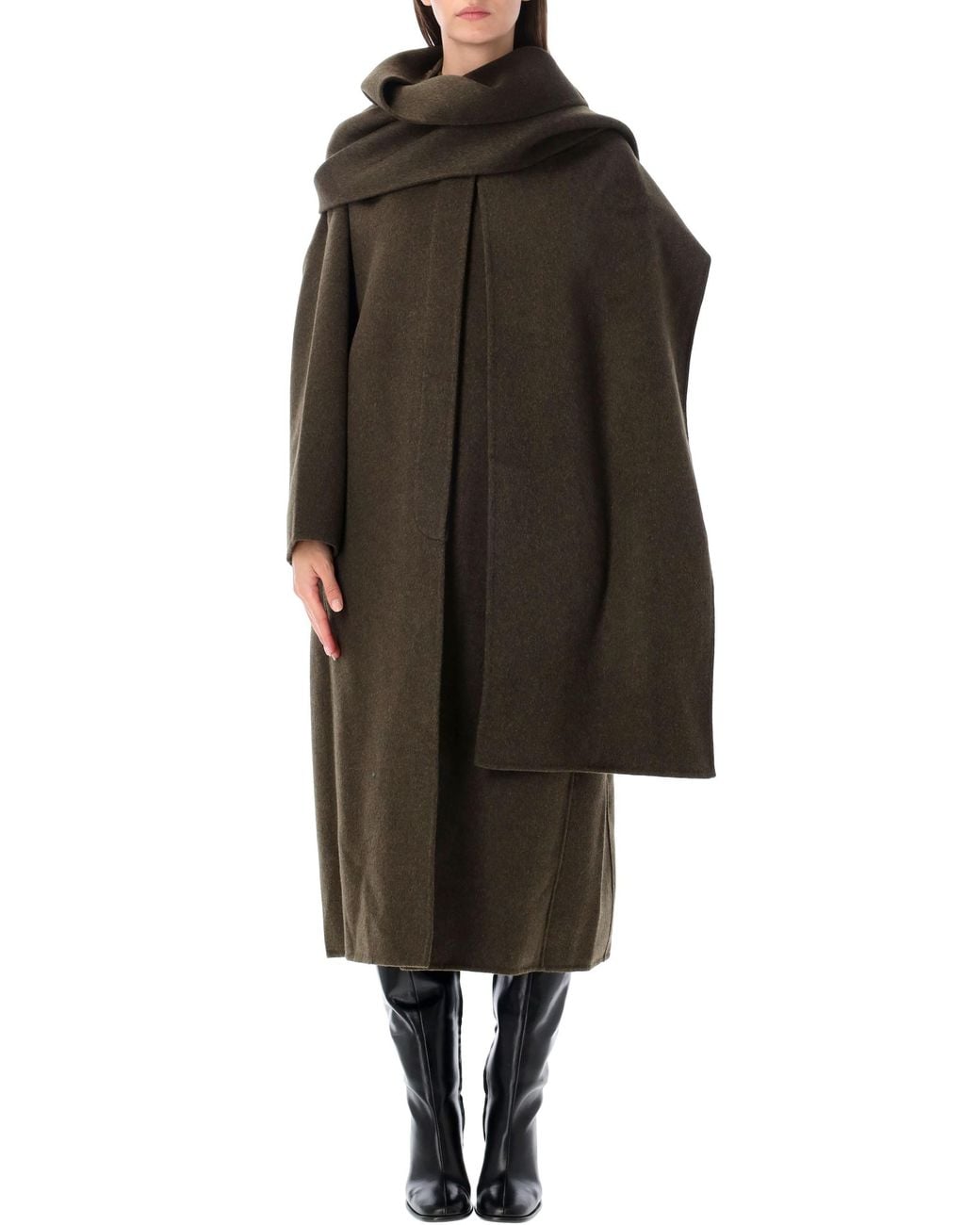 Soeur Green Finn Scarf-Detail Coat