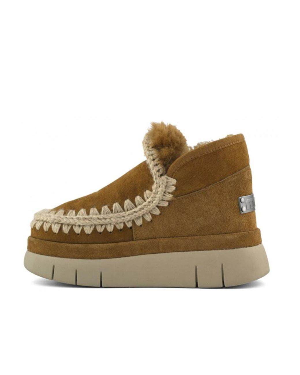 Mou Brown Bounce Braided-Trim Suede Ankle Boots