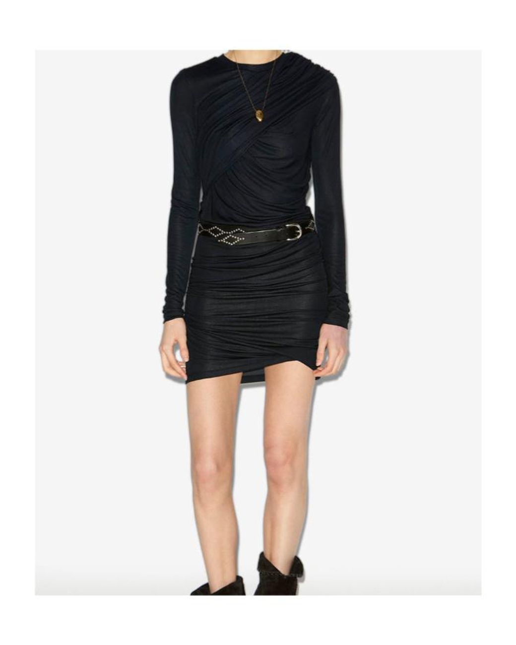 Isabel Marant Black Isabel Marant Étoile Crewneck Long Sleeve Dress