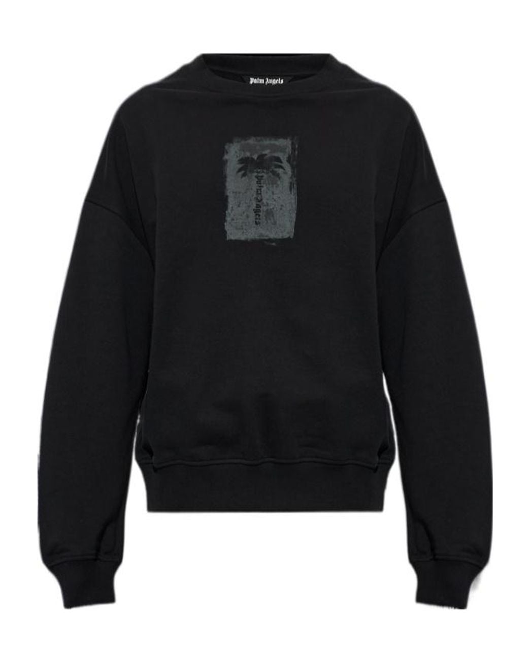 Palm Angels Black Brushed Palm Tree Sweatshirt for men