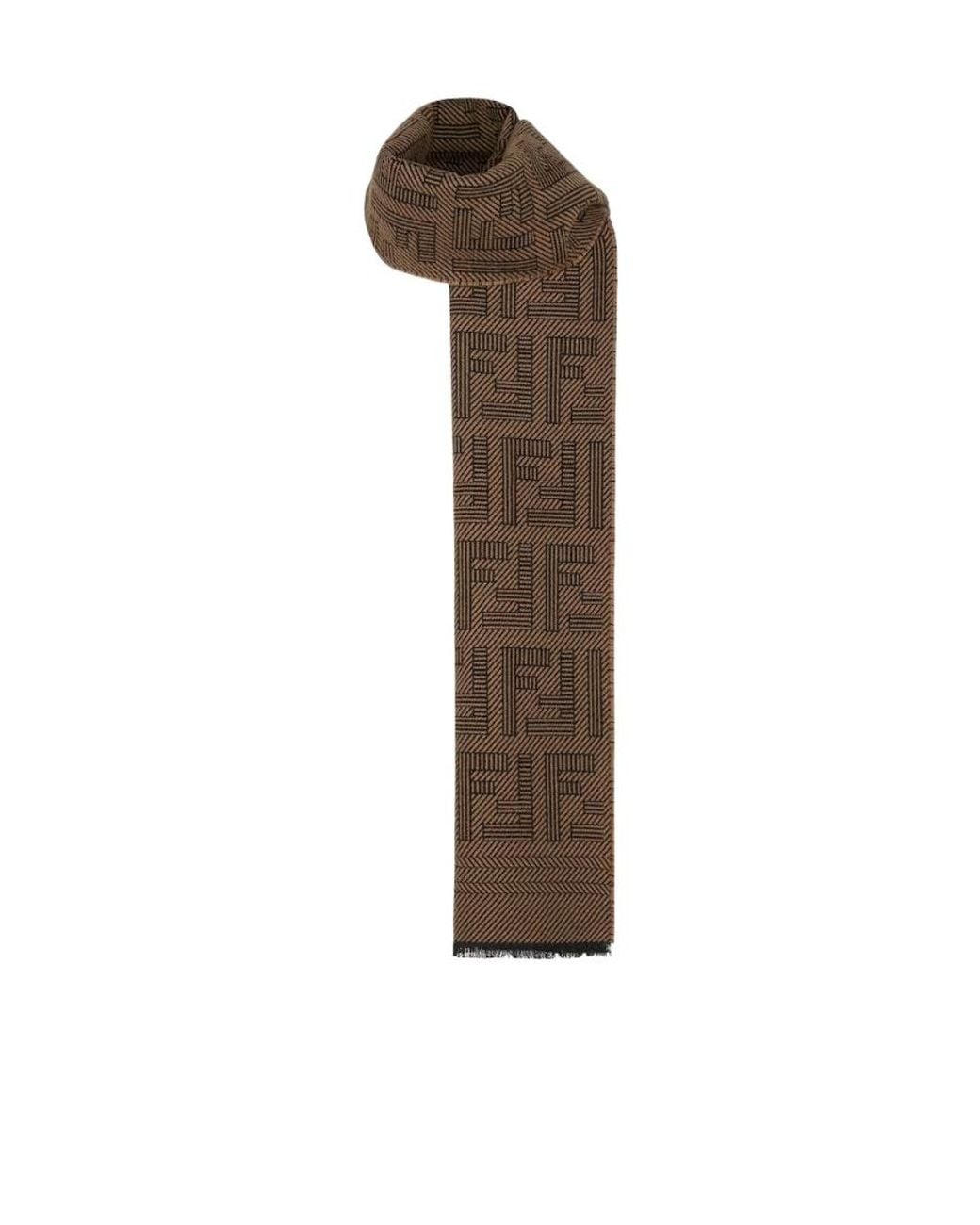 Fendi Brown Ff Monogrammed Scarf for men