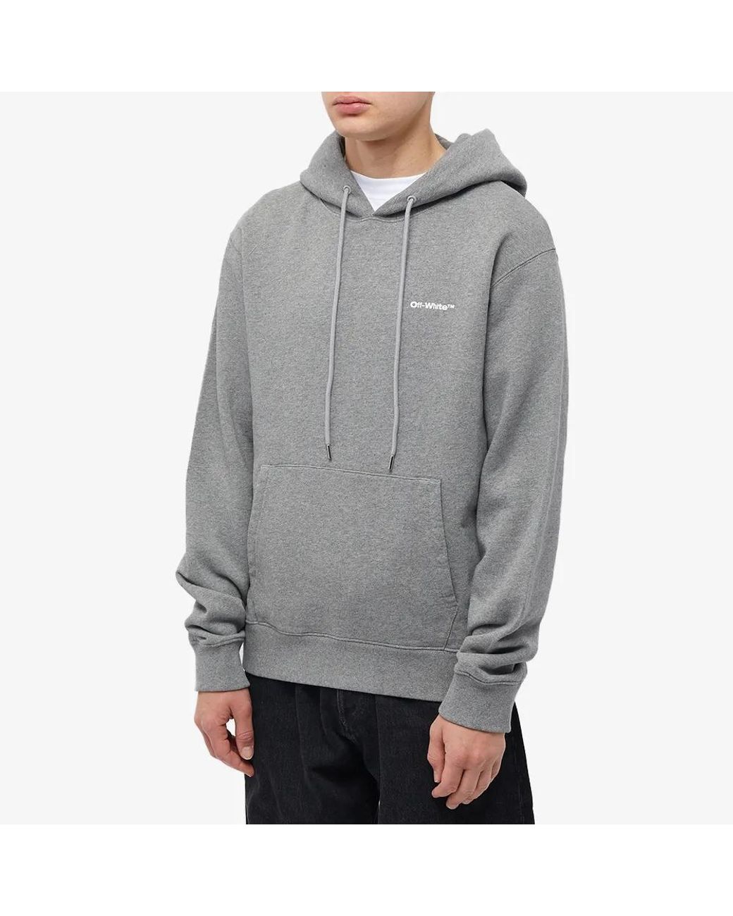 Off-White c/o Virgil Abloh Gray Wave-Print Cotton Hoodie for men