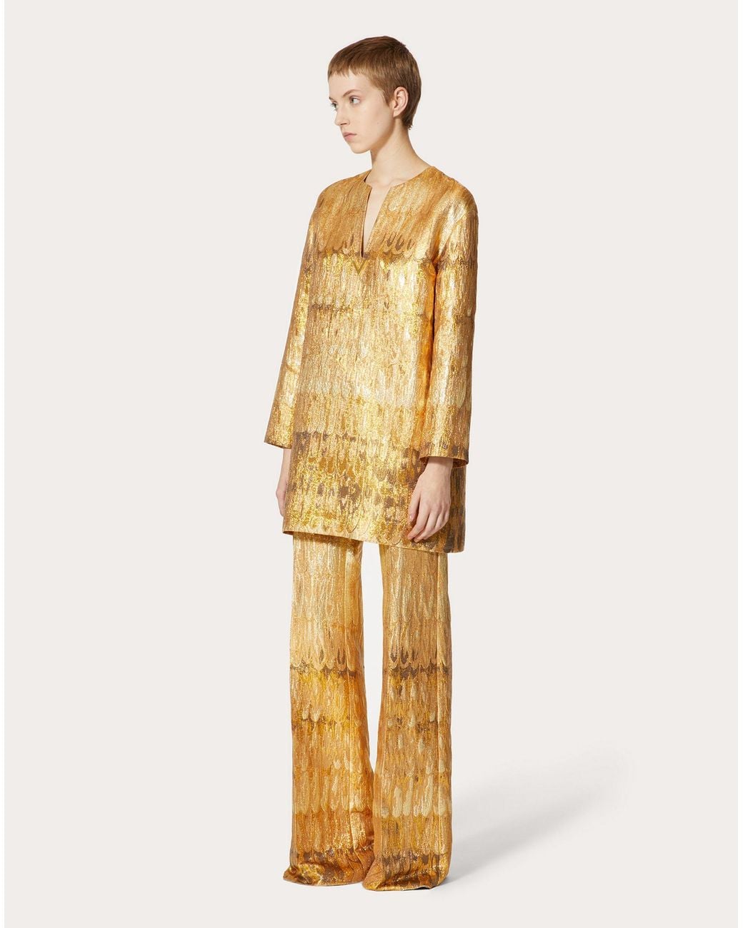 Valentino Metallic Golden Wings High Waist Trousers