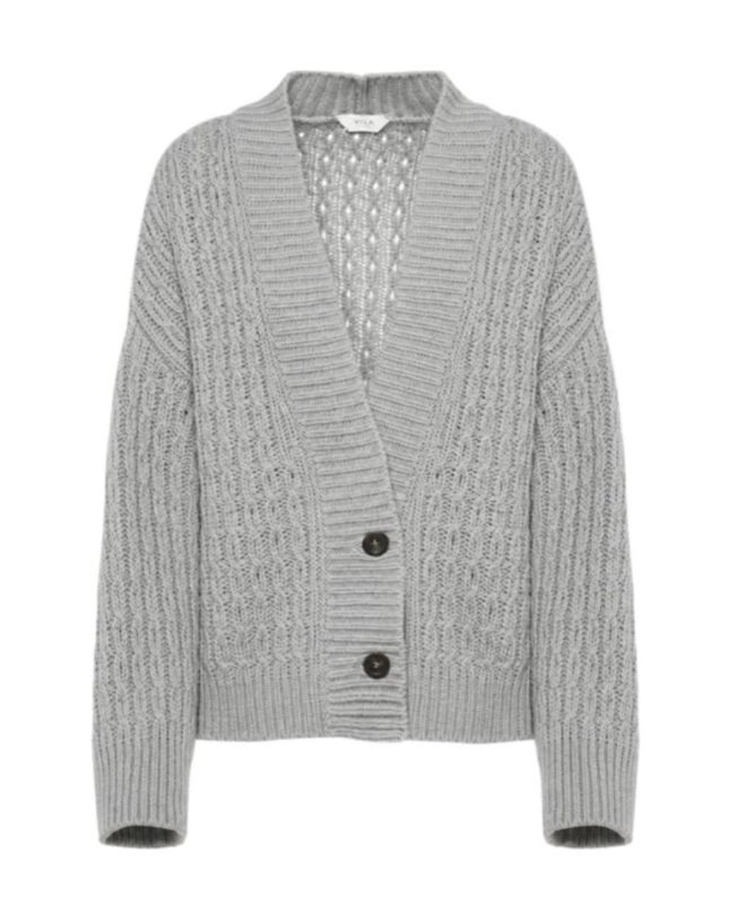 Malo Gray Anna Cable-Knit Cashmere Cardigan