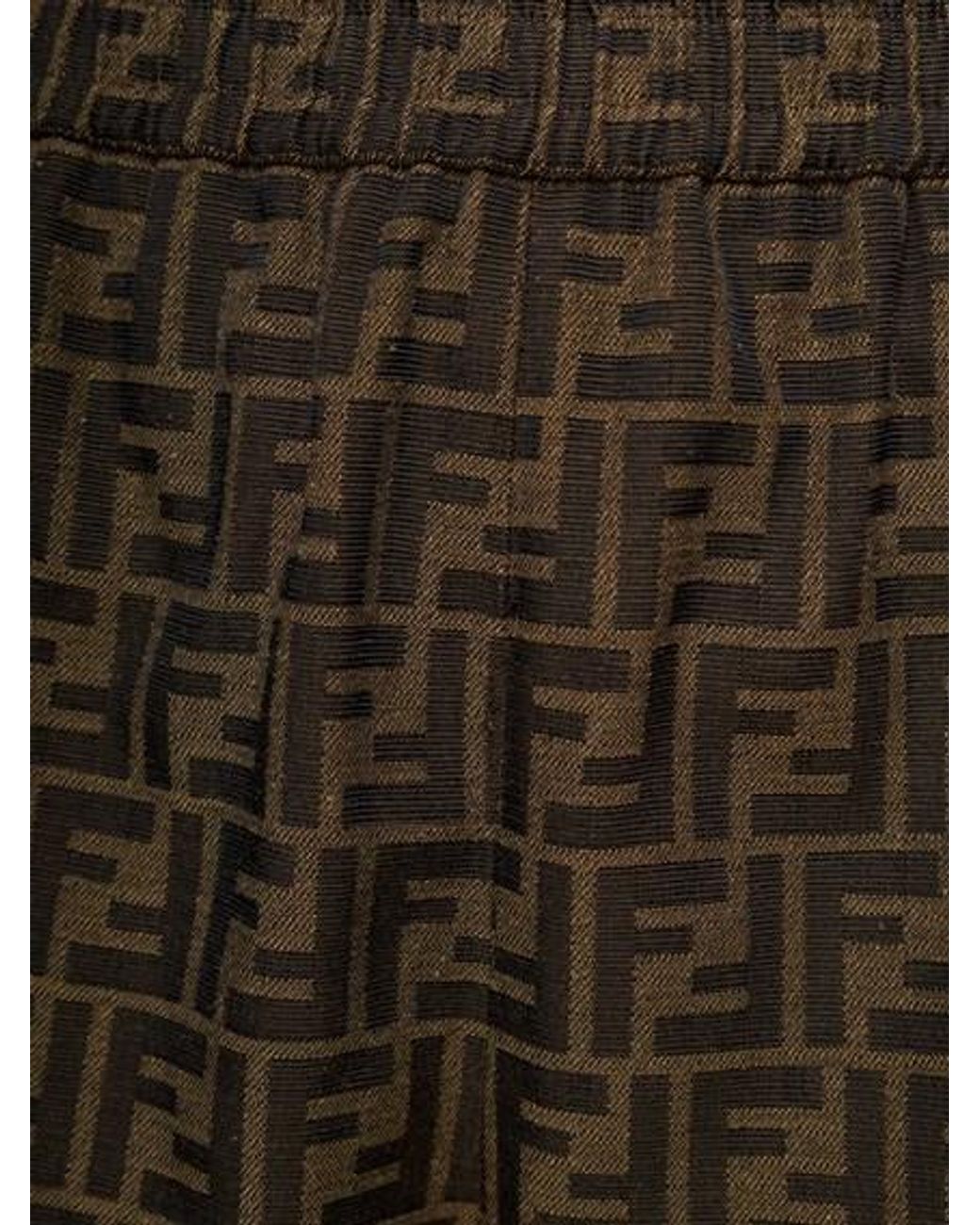 Fendi Green Ff Jacquard Elasticated Waistband Shorts