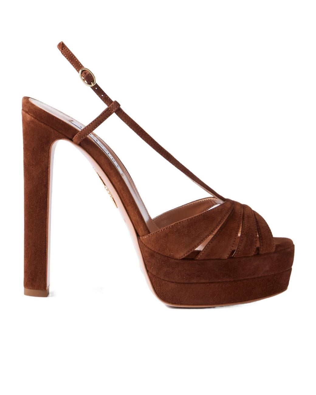 Aquazzura Brown Solid Color Suede Platform Sandals