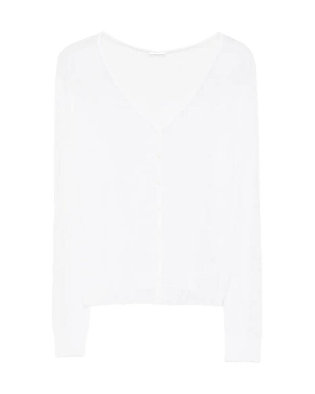 Roberto Collina White V-Neck Open-Knit Cardigan