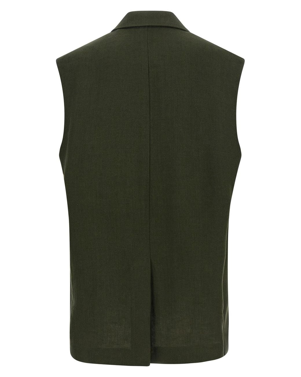 Max Mara Green Linen Double-Breasted Vest