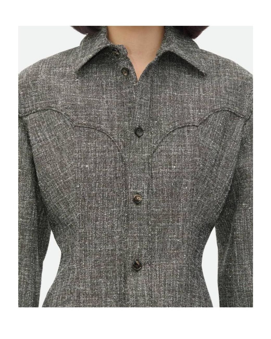 Bottega Veneta Black Melange Viscose And Silk Shirt