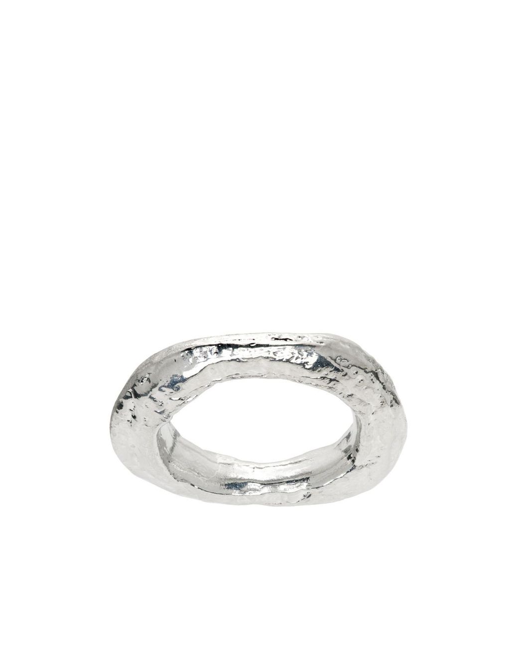 Homme Plissé Issey Miyake Metallic Cavern Hammered Detail Ring for men