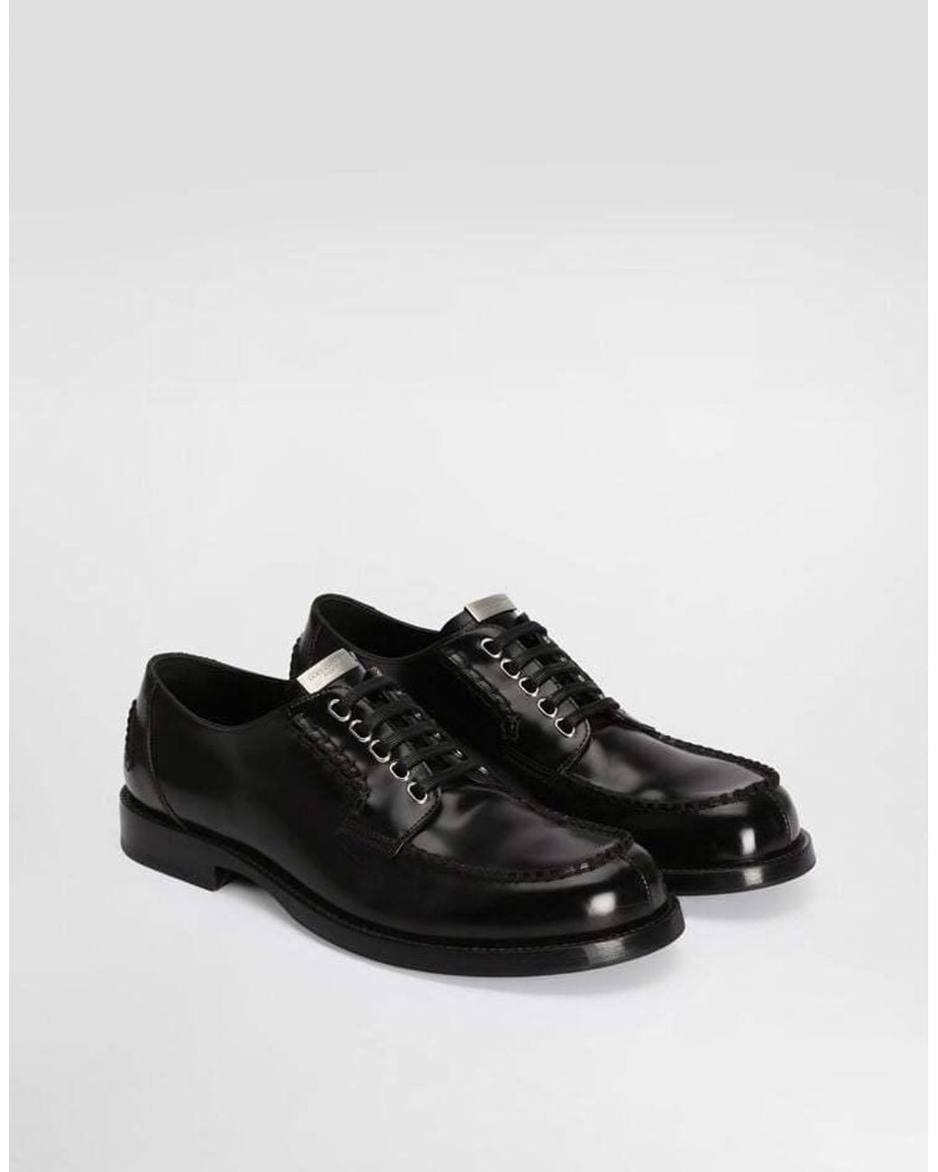 Dolce & Gabbana Black Perugino Calfskin Derby Shoes for men