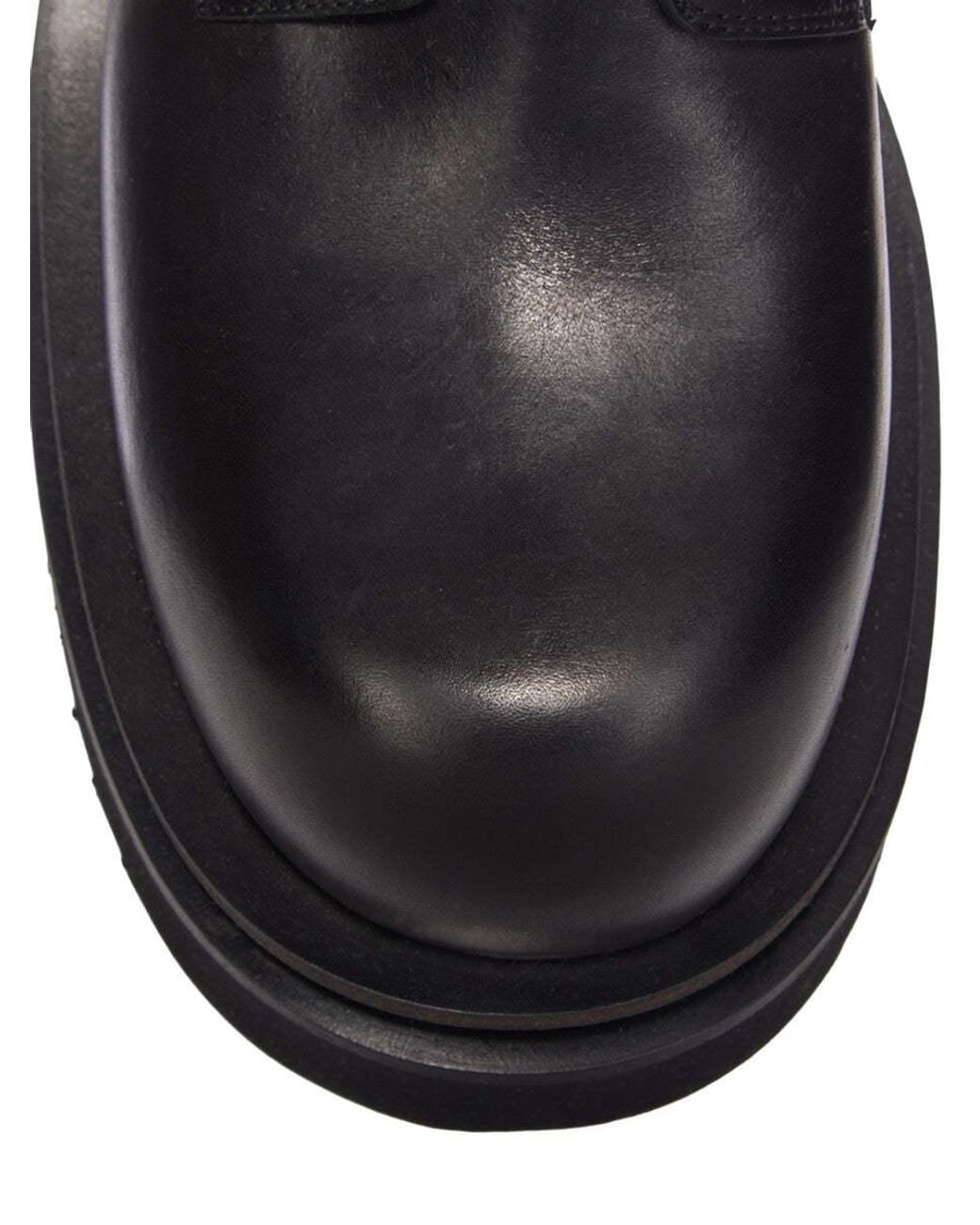 Rick Owens Black Round Toe Platform Biker Boots for men
