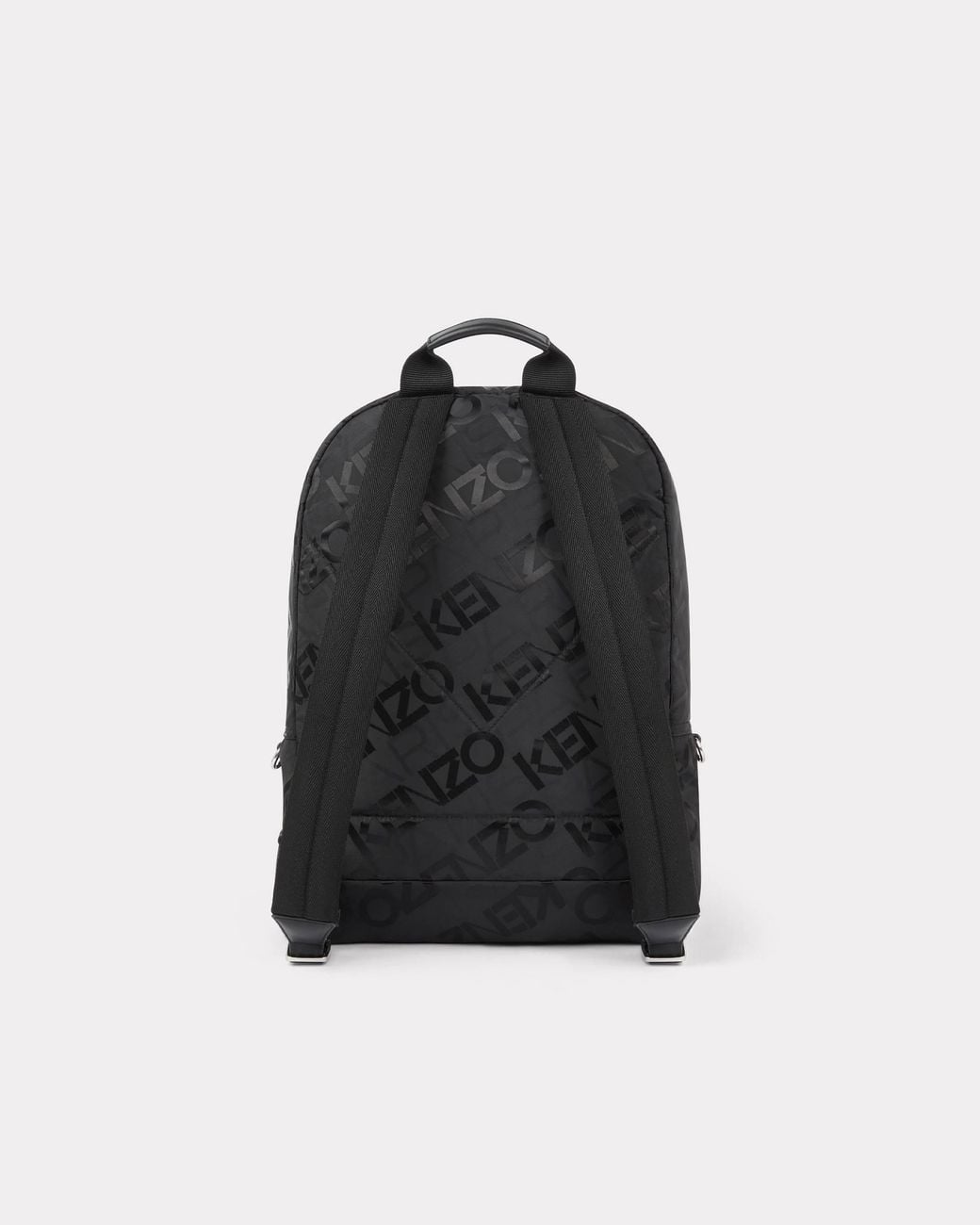 KENZO Black Logo Jacquard Zipped Backpack for men