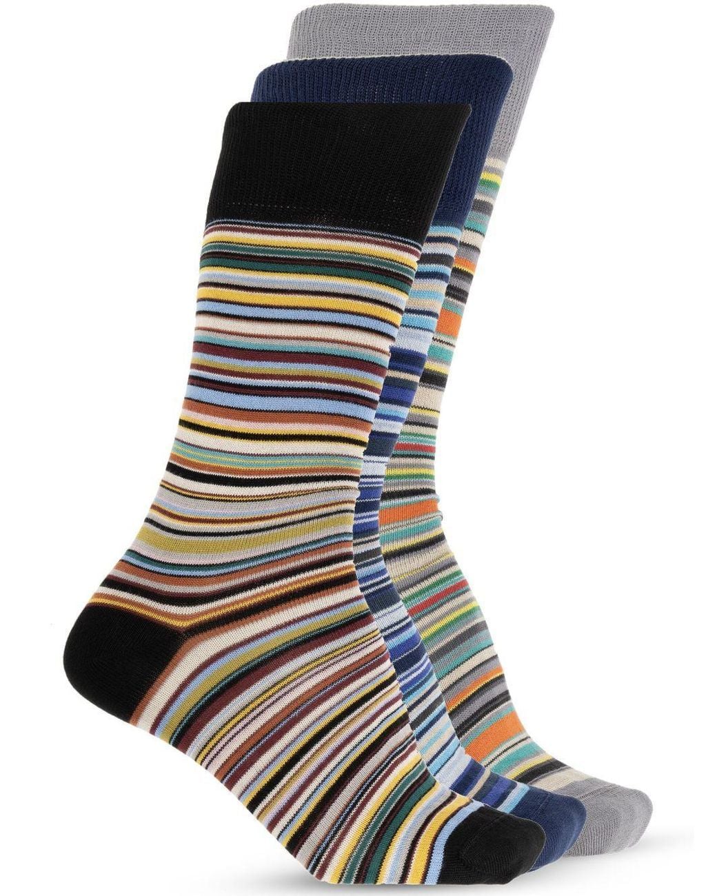 Paul Smith Gray Striped Socks for men