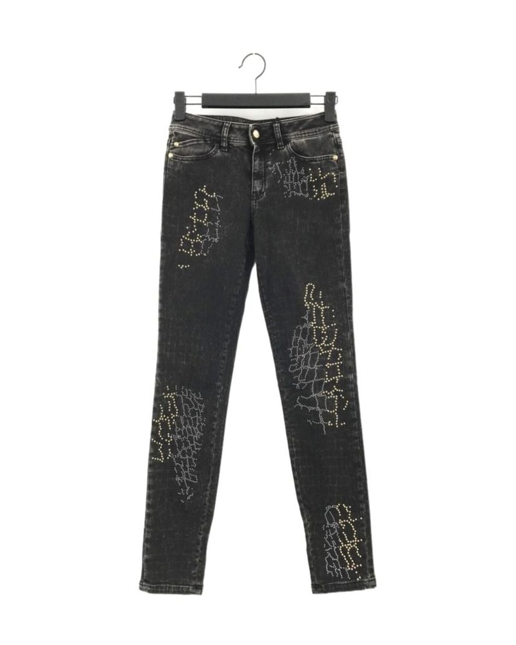 Just Cavalli Gray Five-Pocket Distressed Denim Trousers