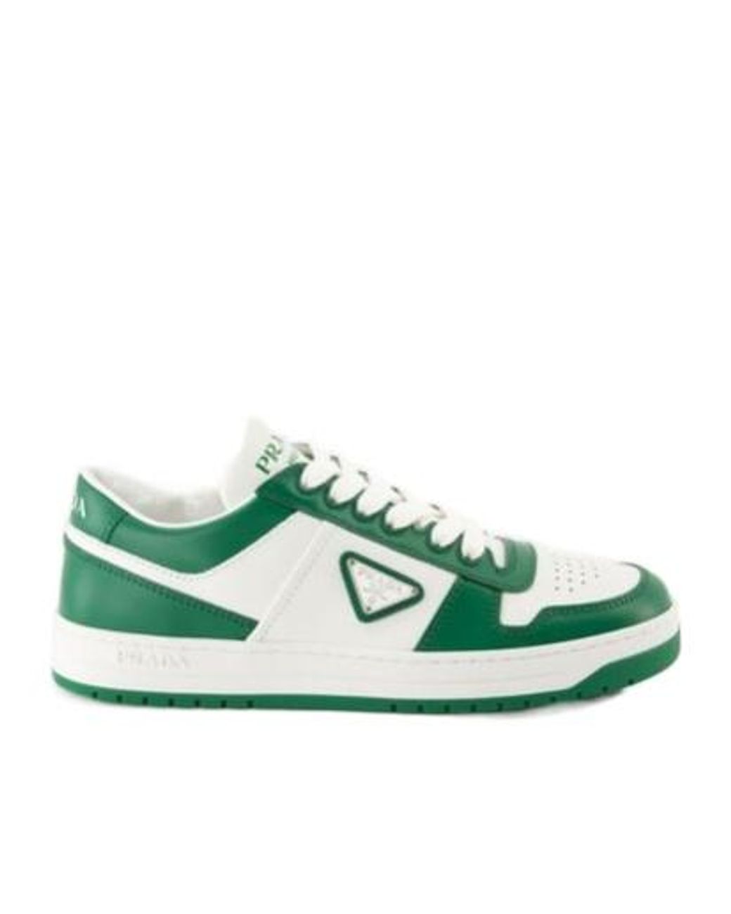 Prada Green Two-Toned Lace-Up Sneakers