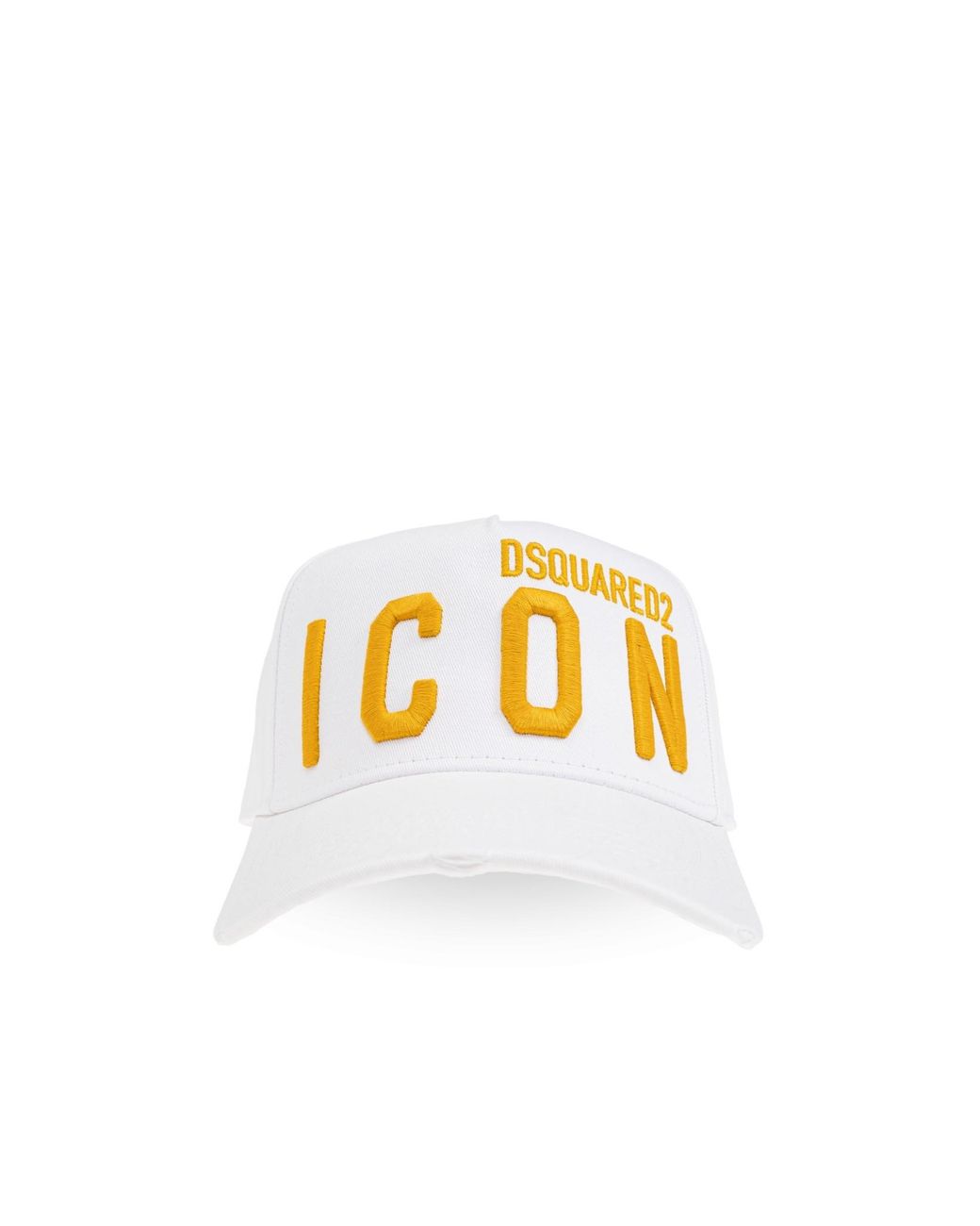 DSquared² White Icon Logo Embroidered Distressed Baseball Cap for men